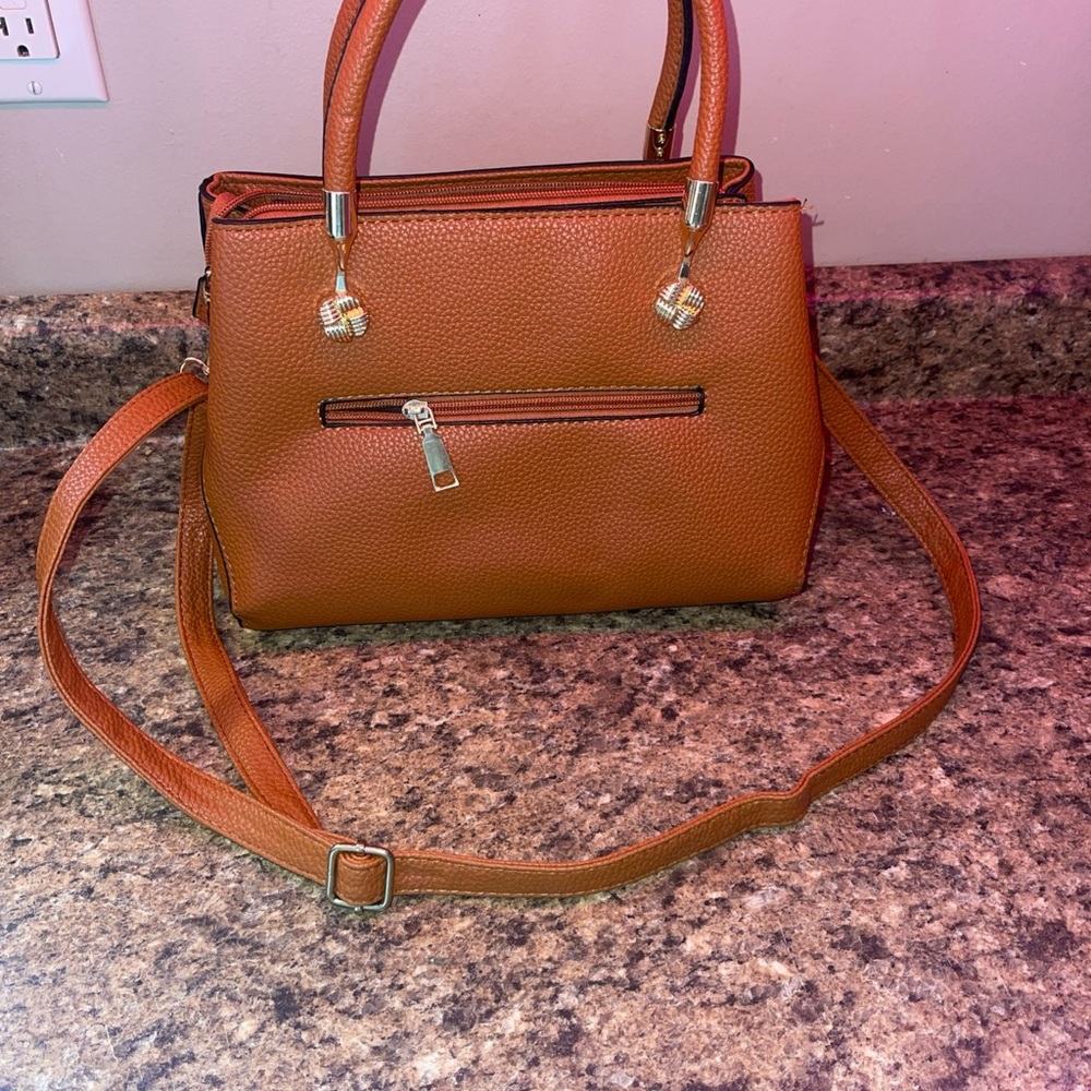 Elegant Tan faux Leather Handbag